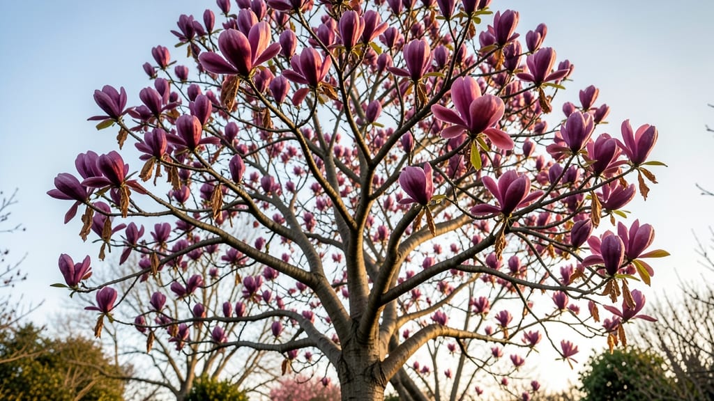 Magnolia Soulangeana with Purple Flowers