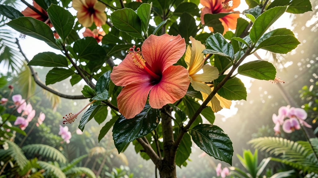Hibiscus with Tropical Leaves