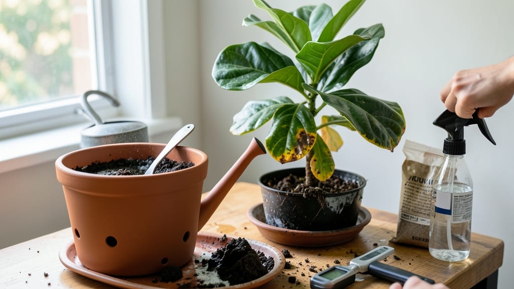 How to Fix Overwatered Fiddle Leaf Fig: Root Revival in 72 Hours