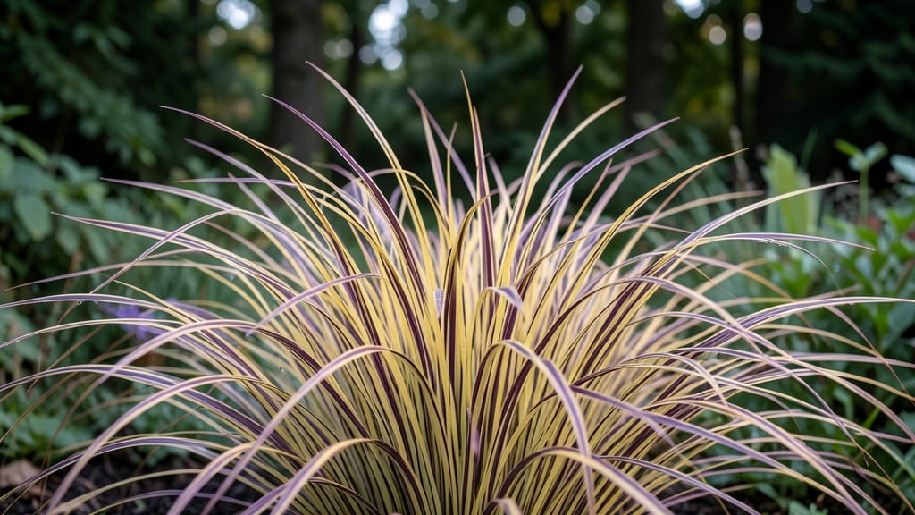 Carex 'Evergold' with Purple Variegation