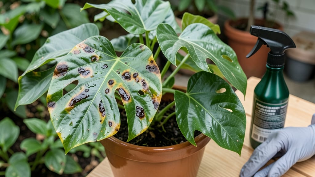 Bacterial Leaf Spot Monstera Rescue: Copper Spray Revival for Crispy Edge Recovery