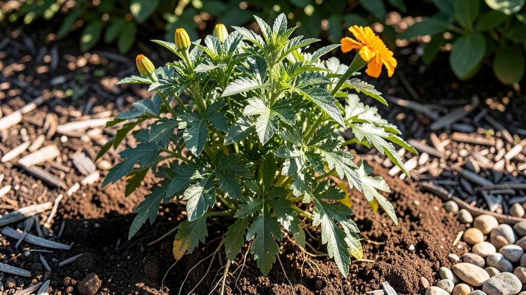 African Marigold Leaf: Copper Spray Shield Against Fungal Spots