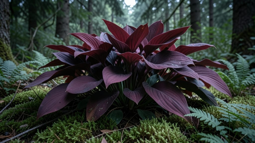 Hosta 'Red October' with Burgundy Leaves