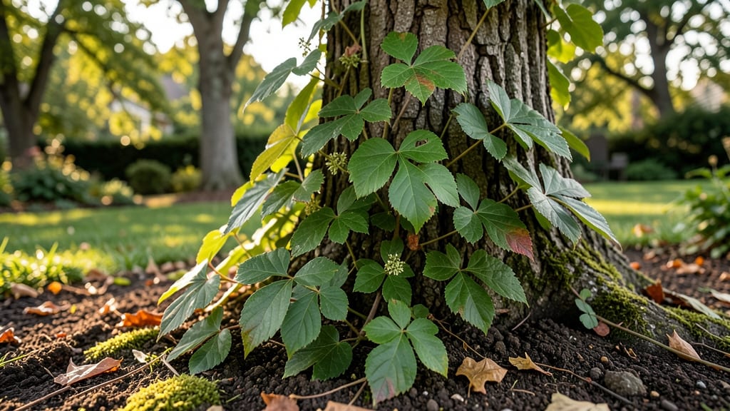 5 Leaf Vine Growing up Tree: Vertical Garden Climber With Minimal Pruning